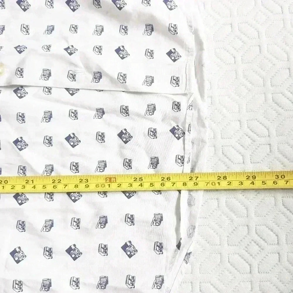 2/25$ SIMON CARTER camera pattern men shirt size 15, 38 cm 💯 cotton Like New! - Picture 9 of 9